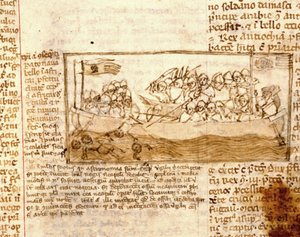 Naval battle between Saracens and Crusaders in 1120 by Unknown artist