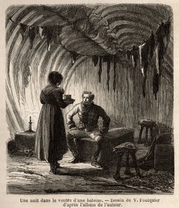 One Night in the Belly of a Whale. Engraving to Illustrate the Voyage to the Free Sea of the Arctic Pole by Unknown artist