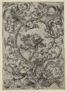 Ornamental Foliage, with an Owl and other Birds by Unknown artist