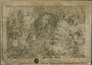 Oval Portrait Bust Held by Allegorical Figures by Unknown artist