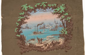Overdoor with Harbor Scene by Unknown artist