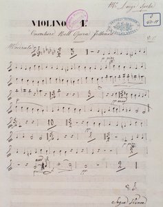 Page of musical score for the first violin in the overture of opera Jessonda by Louis Spohr by Unknown artist