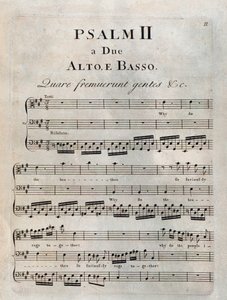 Page of Second Psalm in Musical Score of The Psalms by Benedetto Marcello by Unknown artist