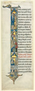 Partial Leaf from a Latin Bible: Initial I[n principio] with the Marriage at Cana by Unknown artist