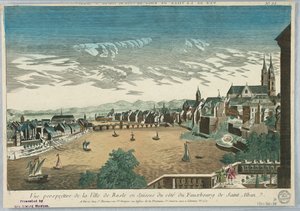 Peep-show, Vue Perspective de la Ville de Basle en Suisses du Cote du Fauxbourg de Saint Alban, No. 33