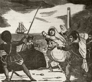 Pierre and his associates carrying off nuns from a convent, c.1836 by Unknown artist