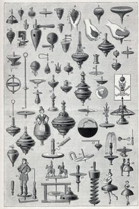 Plate showing a collection of spinners with different shapes and rotation system. Engraving in 