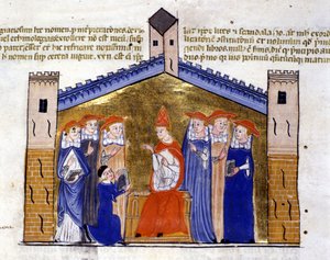 Pope John XXII of Avignon Receiving from the Author the Apparat of Clement V