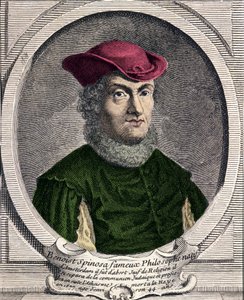 Portrait of Baruch Spinoza (1632-1677), Dutch philosopher. Also known as Bento de Espinosa or Benedictus de Spinoza or Benoit de Spinoza. Engraving of the 18th century