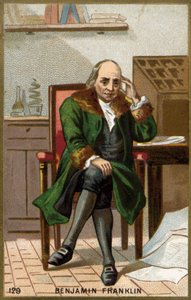 Portrait of Benjamin Franklin (1706 - 1790), American politician, memorialist, pamphletarian and physicist