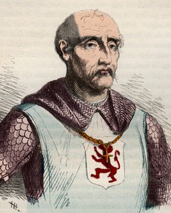 Portrait of Gui or Guy de Dampierre (1226-1305) Count of Flanders and Count of Namur - Engraving from 1868 in 