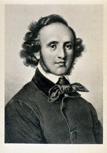 Portrait of Jakob Ludwig Felix Mendelssohn Bartholdy, German conductor and composer. Lithograph of the 19th century Biblioteca del Conservatorio Giuseppe Verdi, Milan
