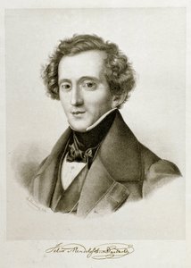 Portrait of Jakob Ludwig Felix Mendelssohn Bartholdy, German conductor and composer. Lithography of the 19th century Civico Museo Bibliografico Musicale, Bologna