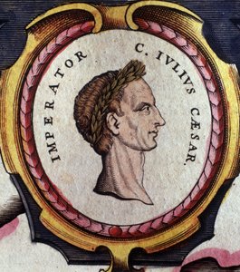 Portrait of Julius Caesar, Roman general and politician. Engraving from the end of the 18th century. Milan