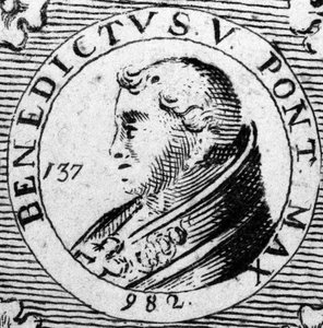 Portrait of Pope Benedict V (engraving of the 19th century)