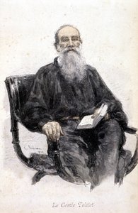 Portrait of Tolstoy, engraving 1888