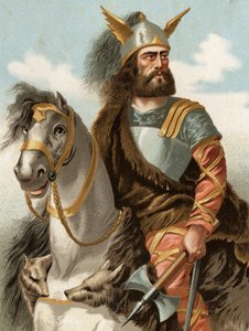 Portrait of Viriathe, Lusitanian Chief (139 BC) after hombres y Mujeres celebres. Barcelona 1877