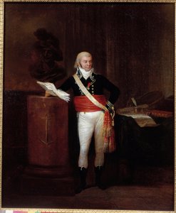 Portrait of the citizen Emmery, mayor of Dunkirk, supporting the bust of Jean Bart