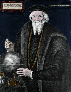 Portrait of the navigator Sebastiano Caboto (Sebastien Cabot) (1476 - 1557), who with his father discovered Labrador and Newfoundland. Engraving