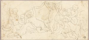 Putti at Play with Deer and Dog by Unknown artist