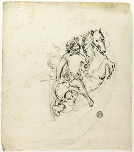 Putto Crowned with Laurel, on Prancing Horse by Unknown artist