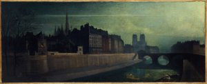 Quai des Orfèvres, Pont Saint-Michel, Notre-Dame, circa 1860; night effect, present-day 1st and 4th arrondissements, between 1855 and 1865 by Unknown artist
