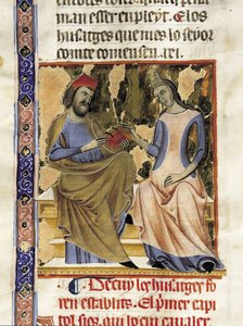 Raimond Berenger I of Barcelona (1023-1076) and his wife Almodis of the Marche (miniature)