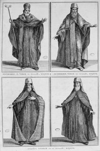 Representation of a Moscow Bishop in Ordinary Dress and Ceremonial Dress. Engraving by Unknown artist