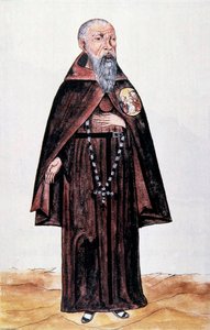 Representation of a Monk of the Franciscan Order, from "Trujillo del Peru" or "Codex Martinez Compañón" by Baltazar Martinez Compañón y Bujanda, Bishop of Trujillo