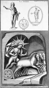 Representation of the Sun and Apollo. Images drawn from ancient representations. Engraving 19th century by Unknown artist