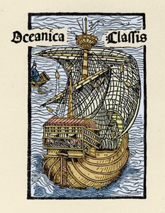Representation of the caravel Santa Maria by Christopher Columbus (engraving from 
