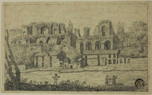 River Landscape with Roman Ruins by Unknown artist