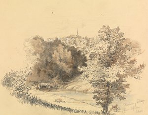 River Landscape with Town in the Distance