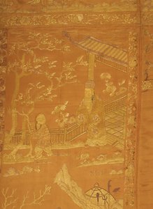 Satin, Embroidered. In the Form of a Large Hanging