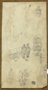 Scene in Prison Cell with Sketches of Other Figures by Unknown artist