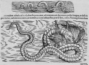 Sea snake, marine creature after Conrad Gesner by Unknown artist