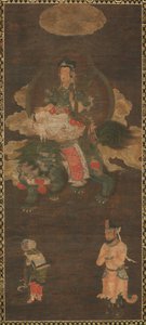 Shakyamuni Triad: Buddha Attended by Manjushri and Samantabhadra (Bodhisattva with Lion)
