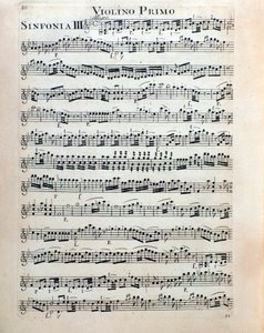 Sheet music page for violin of symphony no. 3 by Christian Cannabich
