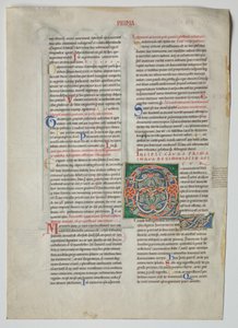 Single Leaf from a Decretum by Gratian: Decorated Initial Q and Quadruple Arcade with Concordance of Greek and Latin Alphabets by Unknown artist