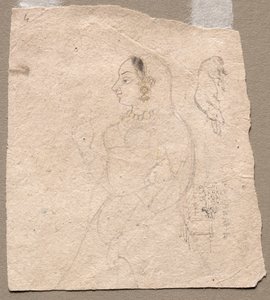 Sketch of a Woman with an Elephant and Other Animals on Reverse