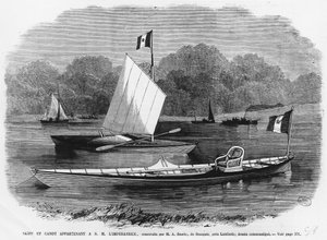 Skiff and Canoe Next to the Empress, Built by M.A. Searle de Stangate, Near Lambeth (engraving) by Unknown artist