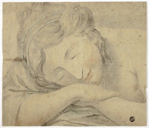 Sleeping Woman With Head on Arms