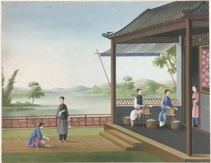 Spinning Cloth, Preparing Tea Leaves, Preparing Silk by Unknown artist