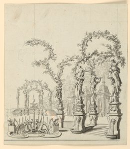 Stage Design: Garden Architecture with Fountain and Sculptures
