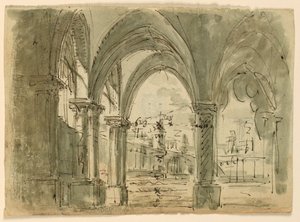 Stage Design, Portico with Buildings
