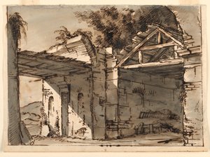Stage Design, Ruins in Landscape by Unknown artist