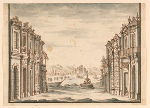 Stage Design, View of Town by Unknown artist