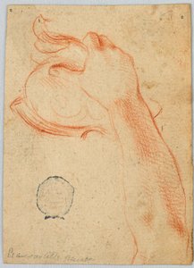 Study of the Right Forearm of a Woman, Holding an Antique Helmet by Unknown artist
