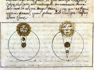 Study on the phenomena of the eclipse of the moon and the sun - Astronomical manuscript of 1705 by Unknown artist