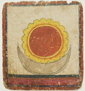 Sun, Moon and Lotus on Lotus Throne, from a Set of Initiation Cards by Unknown artist